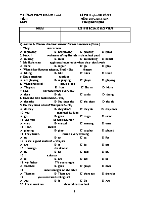 Đề thi lại môn Tiếng Anh Lớp 6, 7 - Năm học 2013-2014 - Trường THCS Hoàng Lam